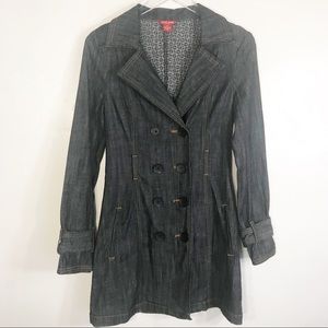 GUESS | Dark Gray Trench Coat Jean Jacket, Small